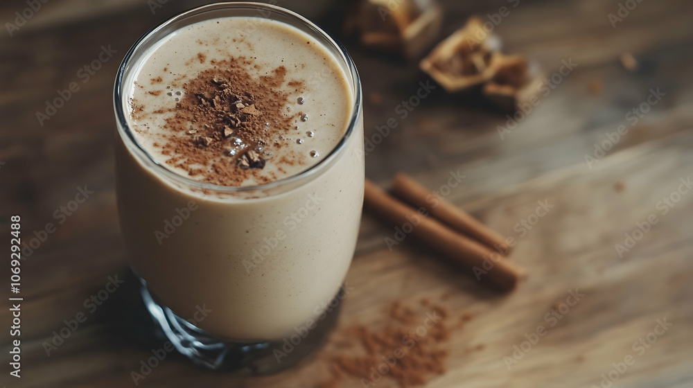 Autumn smoothie with pumpkin and cinnamon celebrates seasonal flavors . illustration Autumn smoothie with pumpkin and cinnamon celebrates seasonal flavors . illustration