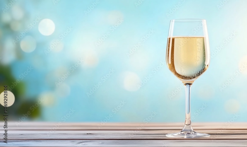 A glass of sparkling wine against a blurred background. A glass of sparkling wine against a blurred background.