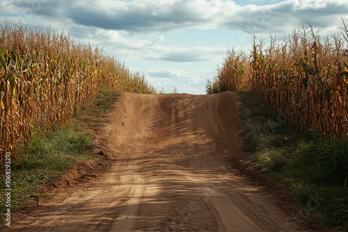 Dirt Jumping Track in Rural Field with Cornstalks: Cycling Adventure