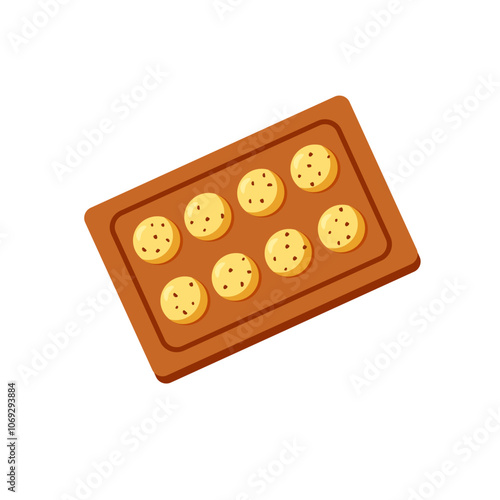 Vector illustration of cookies in silicone molds, bakery, bake, sweet, shortbread.