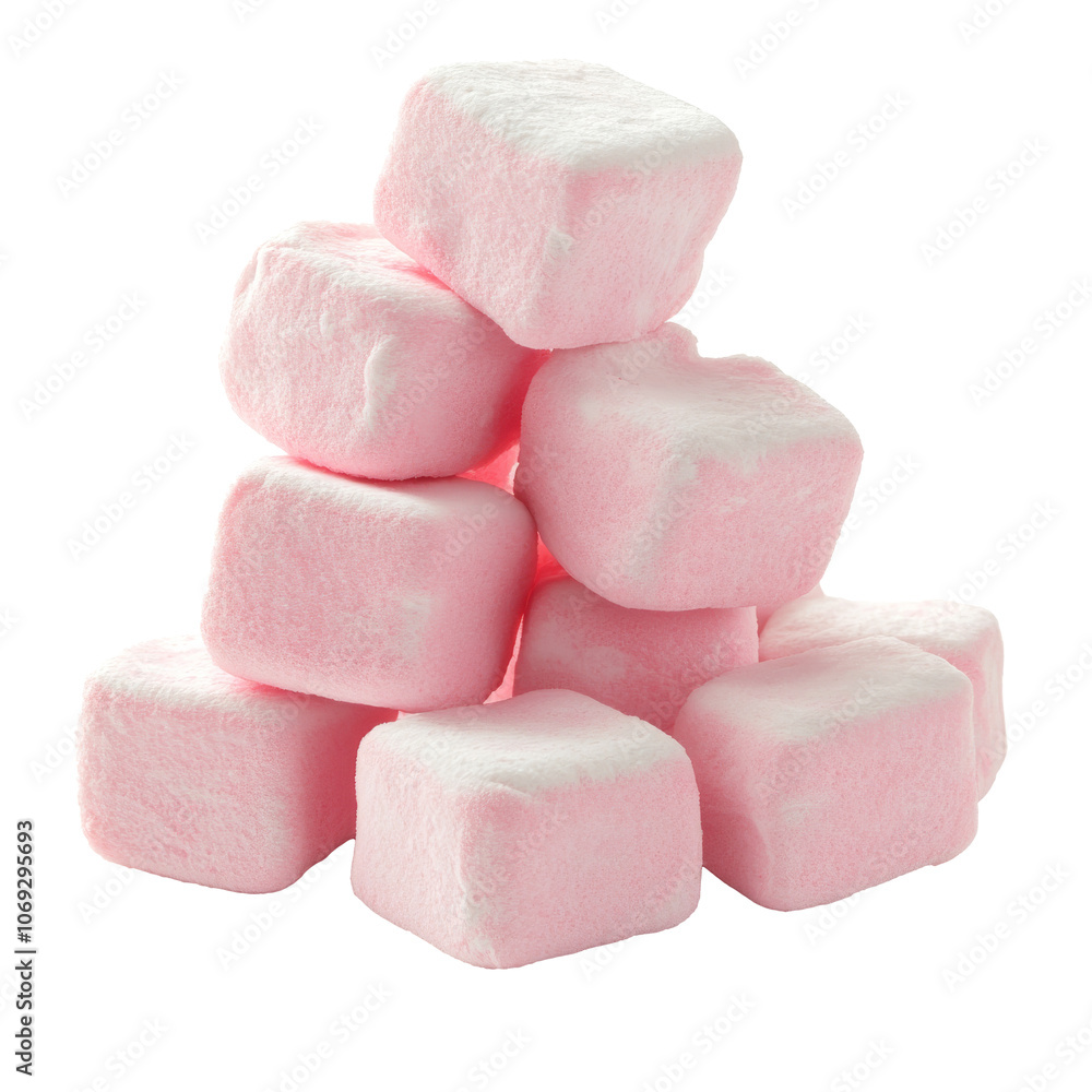 Pink marshmallows stacked in a pyramid formation Pink marshmallows stacked in a pyramid formation