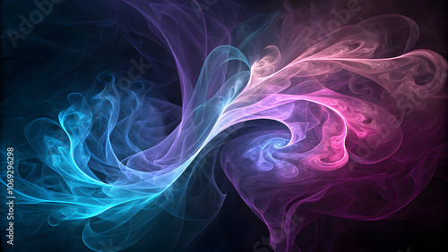 Abstract electric smoke background with neon hues of blue, purple, and pink blending seamlessly for futuristic mesmerizing effect