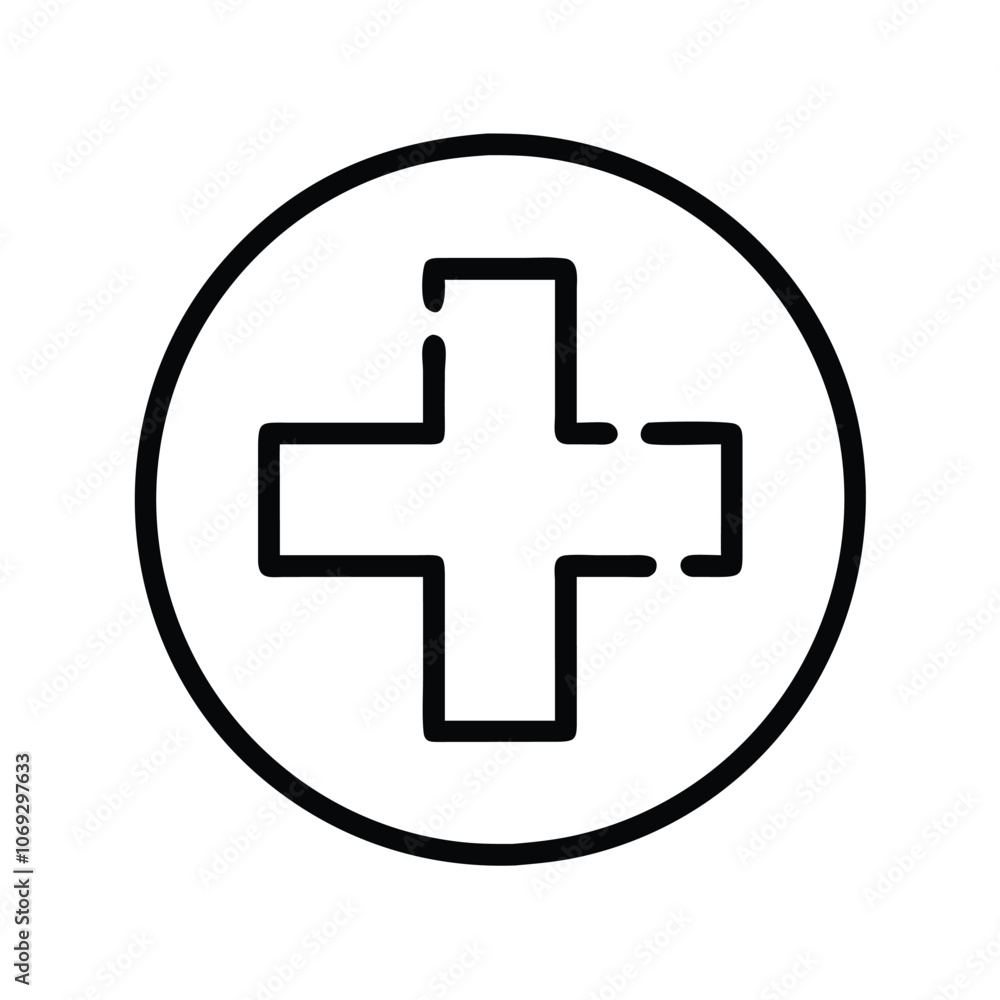 Outline Cross Medical Icon Symbol, Black outline icon of a cross symbol, representing healthcare, medical services, emergency aid, and first aid assistance.
Outline Cross Medical Icon Symbol, Black outline icon of a cross symbol, representing healthcare, medical services, emergency aid, and first aid assistance.
