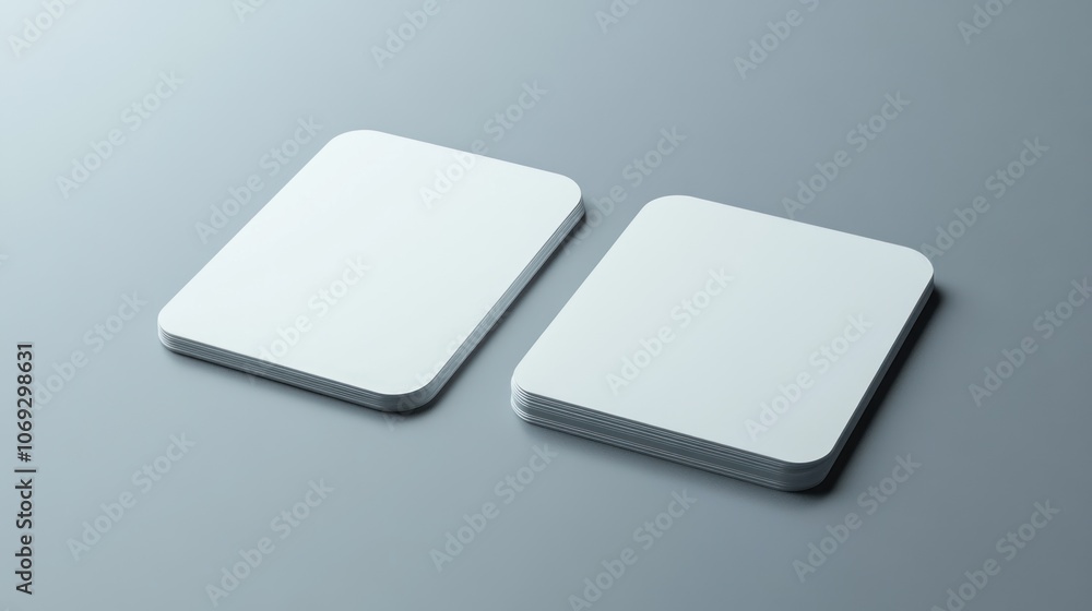 Two blank, square coasters on a minimalist surface, ideal for branding or design mockups. Two blank, square coasters on a minimalist surface, ideal for branding or design mockups.