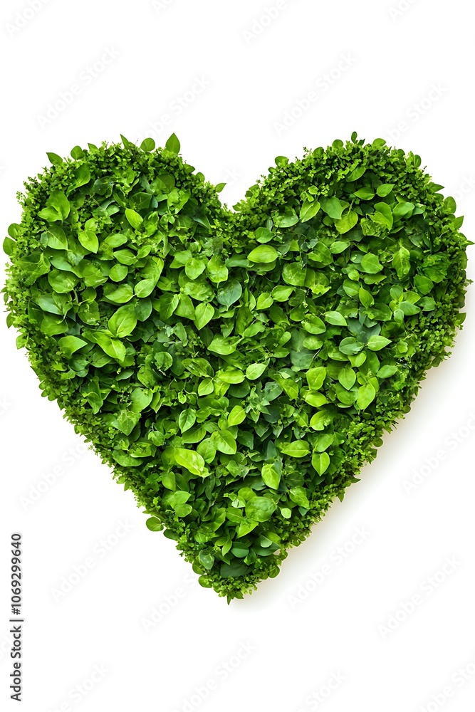Heart symbol made greenery, promoting environmental health and well-being. Heart symbol made greenery, promoting environmental health and well-being.