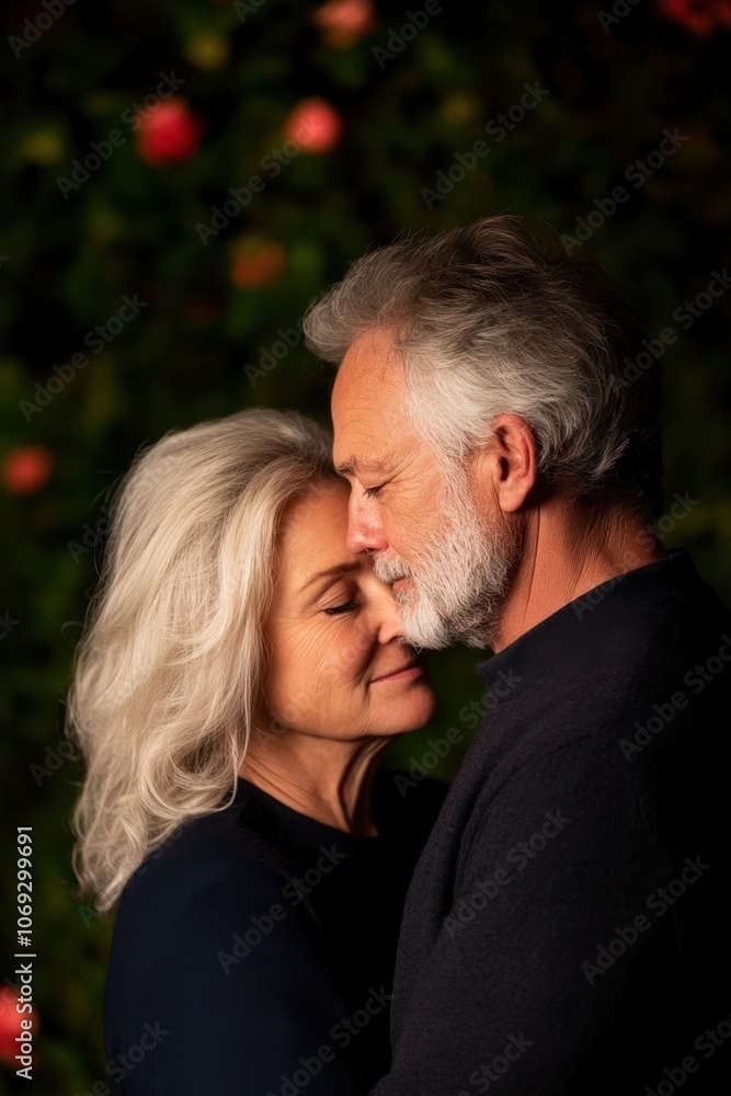 Affectionate senior couple embracing in nature Affectionate senior couple embracing in nature