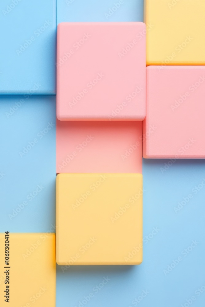 Fototapeta premium Vibrant geometric shapes in pastel colors