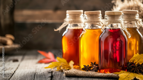 Maple and pumpkin spice syrups adding seasonal warmth to autumn beverages