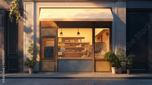 Wallpaper Mural Cozy bakery shopfront in the early evening with warm lighting and welcoming atmosphere in a quaint neighborhood Torontodigital.ca