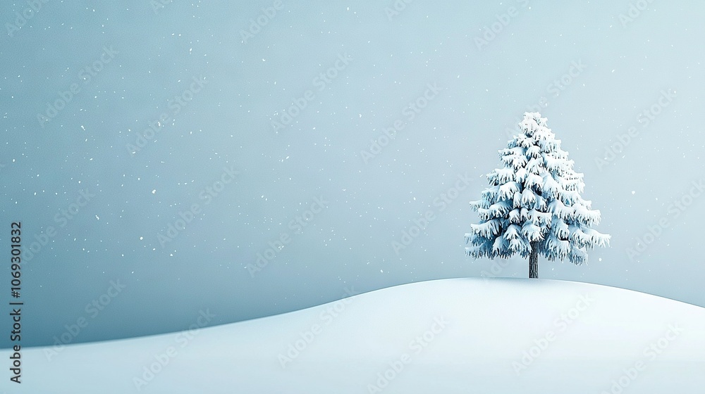 A lone tree stands amidst a snow-covered field, with a clear blue sky overhead A lone tree stands amidst a snow-covered field, with a clear blue sky overhead