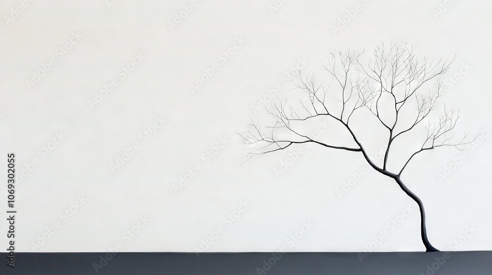 Obraz premium A monochrome image of a bare tree standing against a white backdrop
