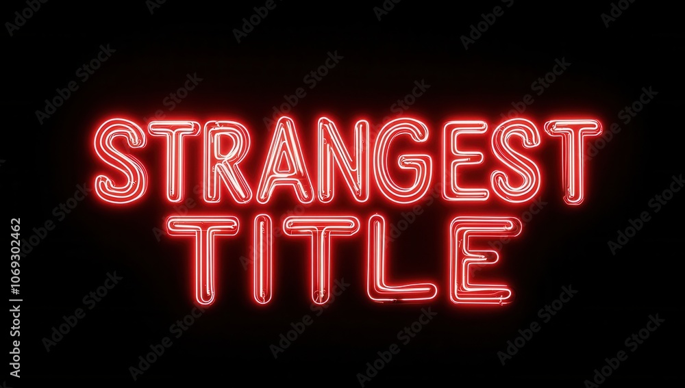 Glowing neon sign with the words 'strangest title' Glowing neon sign with the words 'strangest title'