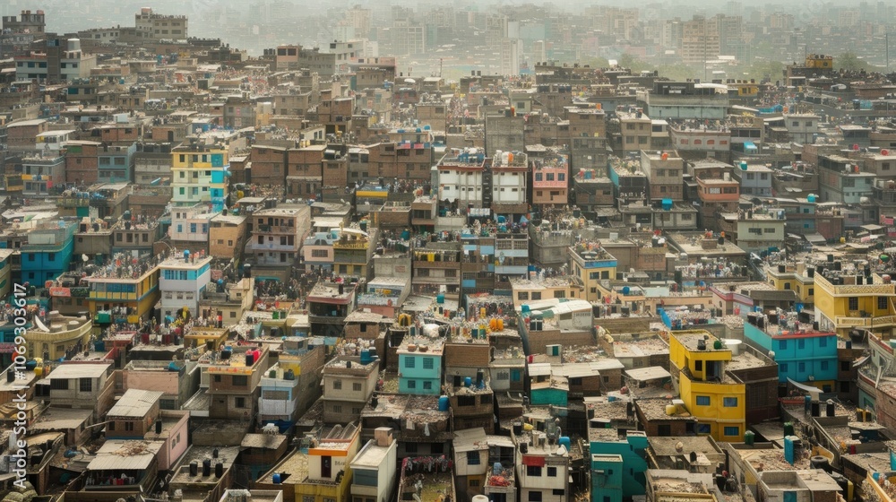 Vibrant urban life in a crowded cityscape Vibrant urban life in a crowded cityscape