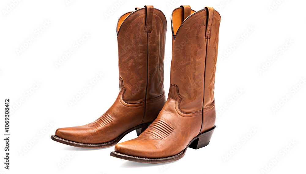 cowboy leather boots on a transparent background cowboy leather boots on a transparent background