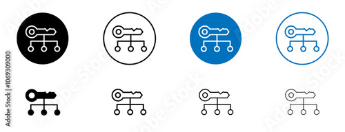 Key factor icon set in black and blue colors