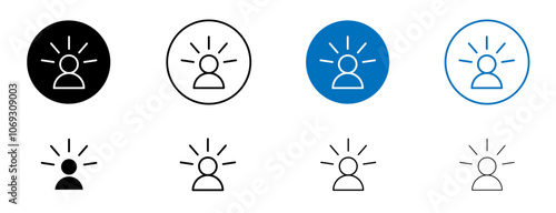 Self confidence icon set in black and blue colors