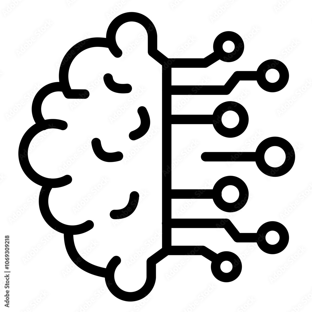 Cybernetic Brain vector icon style Cybernetic Brain vector icon style
