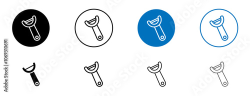 Potato peeler icon set in black and blue colors