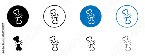 Broken bone icon set in black and blue colors