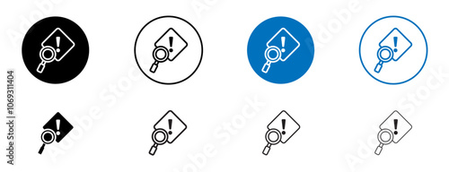 Risk analysis icon set in black and blue colors