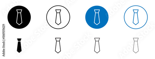 Tie icon set in black and blue colors