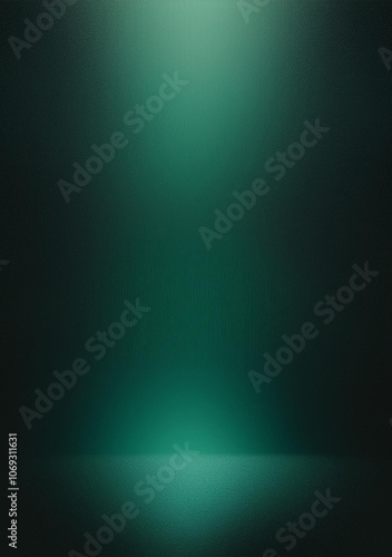 Glowing green blurred light gradient dark grainy black vertical background glowing light spot copy space