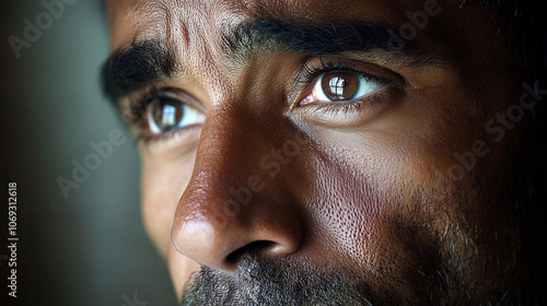 Doubtful Man Contemplating Life Choices in Dramatic Light photo