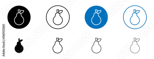 Pear icon set in black and blue colors