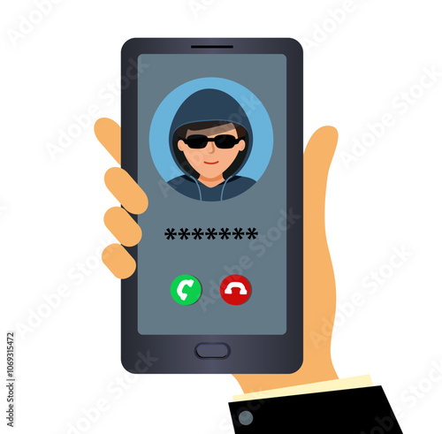 Hacker - man. I got a call from my phone.  holding it in your hands.