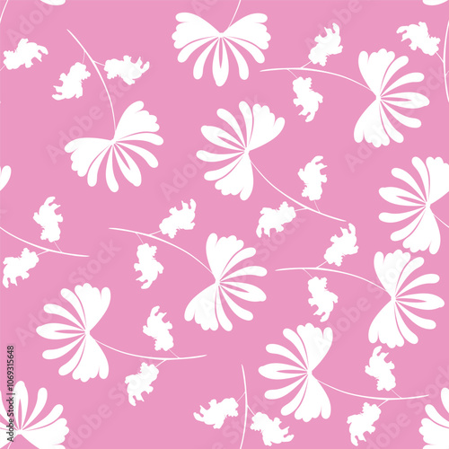 Wallpaper Mural Flower garden wallpaper design vector prepared for textile printing. Seamless floral pattern with abstract hand drawn flower and leaf background elements in purple Torontodigital.ca