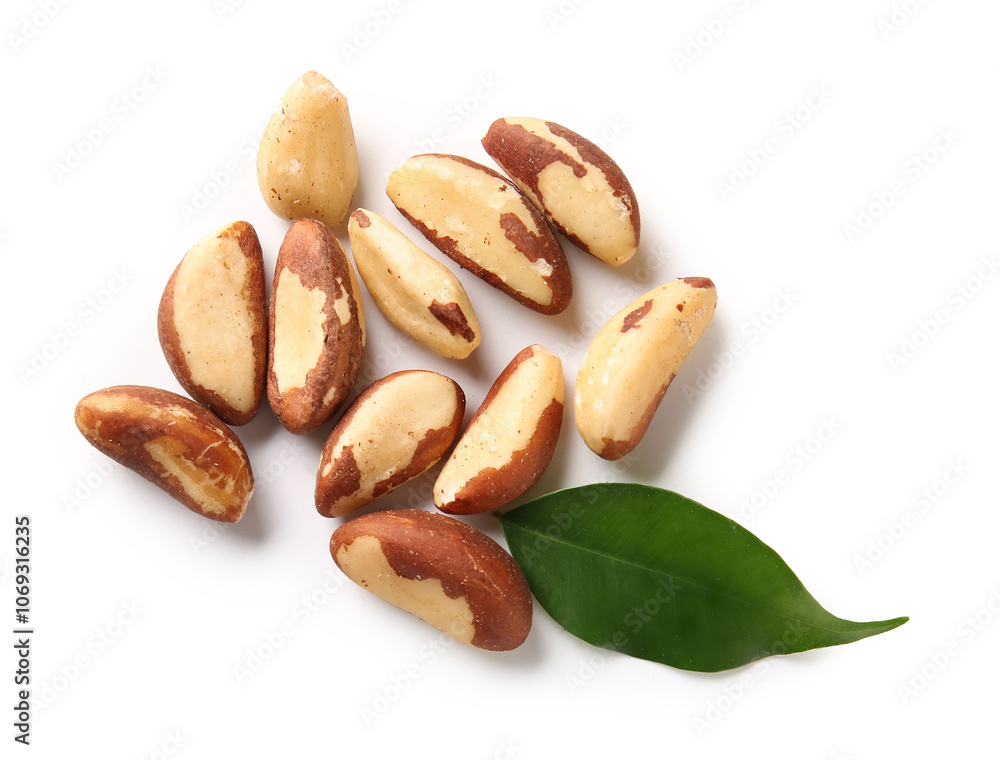 Tasty Brazil nuts on white background Tasty Brazil nuts on white background