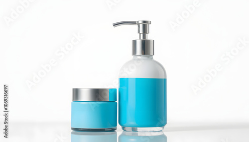 Cosmetic cream dispenser product isolated with white highlights, png