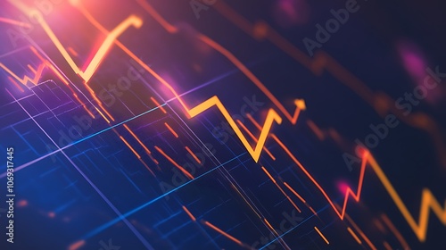 Wallpaper Mural close up of  glowing orange and red lines fluctuating across a grid, creating a technical and dynamic feel. Torontodigital.ca