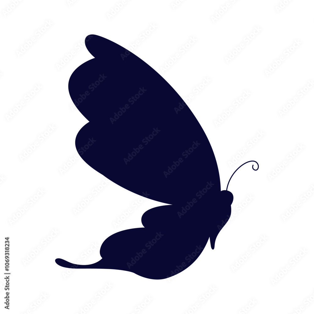 Fototapeta premium 横から見た蝶のシルエットイラスト