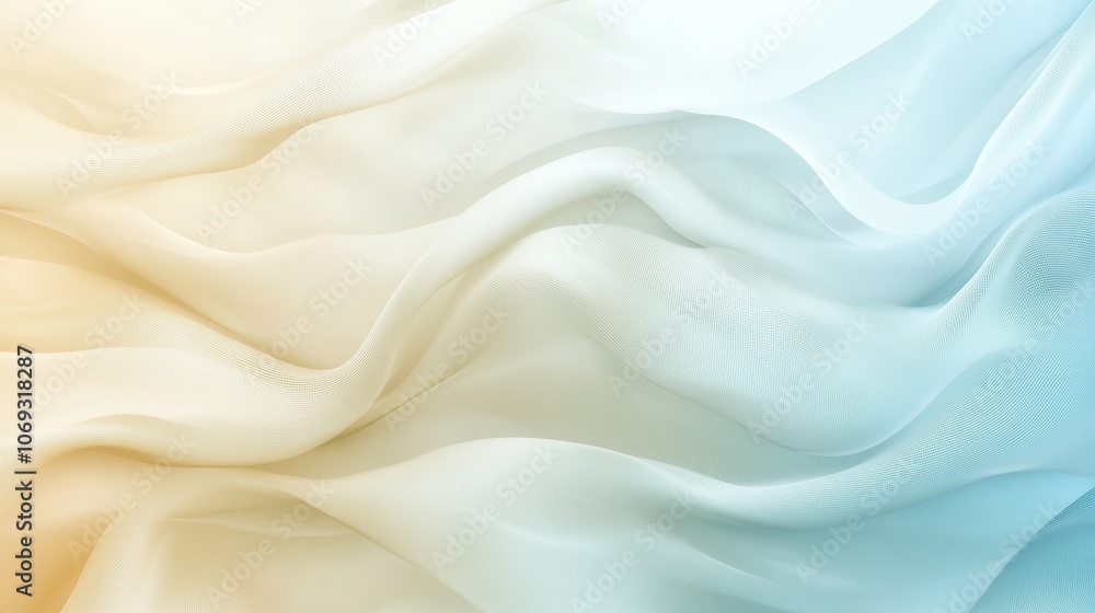 Soft, flowing fabric in shades of blue and cream creating a serene backdrop for artistic projects or design applications Soft, flowing fabric in shades of blue and cream creating a serene backdrop for artistic projects or design applications