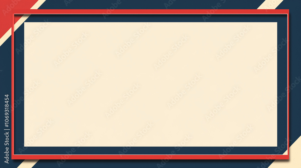 Retro blank background with red, beige, and navy border frame, ideal for vintage themed design and copy space Retro blank background with red, beige, and navy border frame, ideal for vintage themed design and copy space