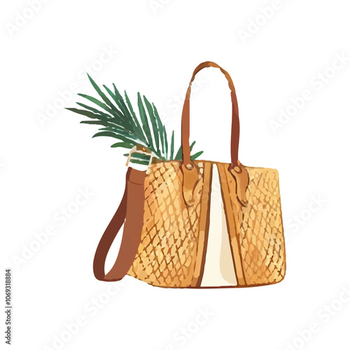 beach bag on a white background. wind illustration. a cute fashionable bag for summer.