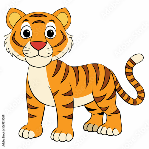 tiger, animal, cartoon, cat, vector, illustration, wild, mammal, wildlife, zoo, cub, safari, animals, jungle, striped, nature, cute, isolated, feline, character, predator, baby, orange, art, mascot