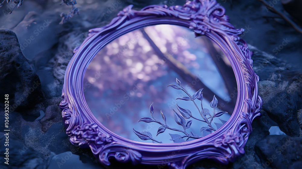 Obraz premium violet framed mirror