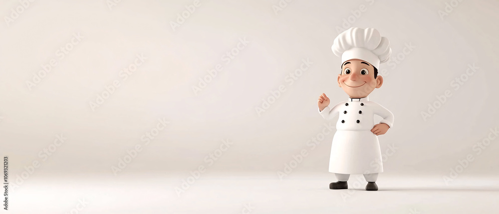 Smiling Cartoon Chef in White Uniform and Hat Smiling Cartoon Chef in White Uniform and Hat