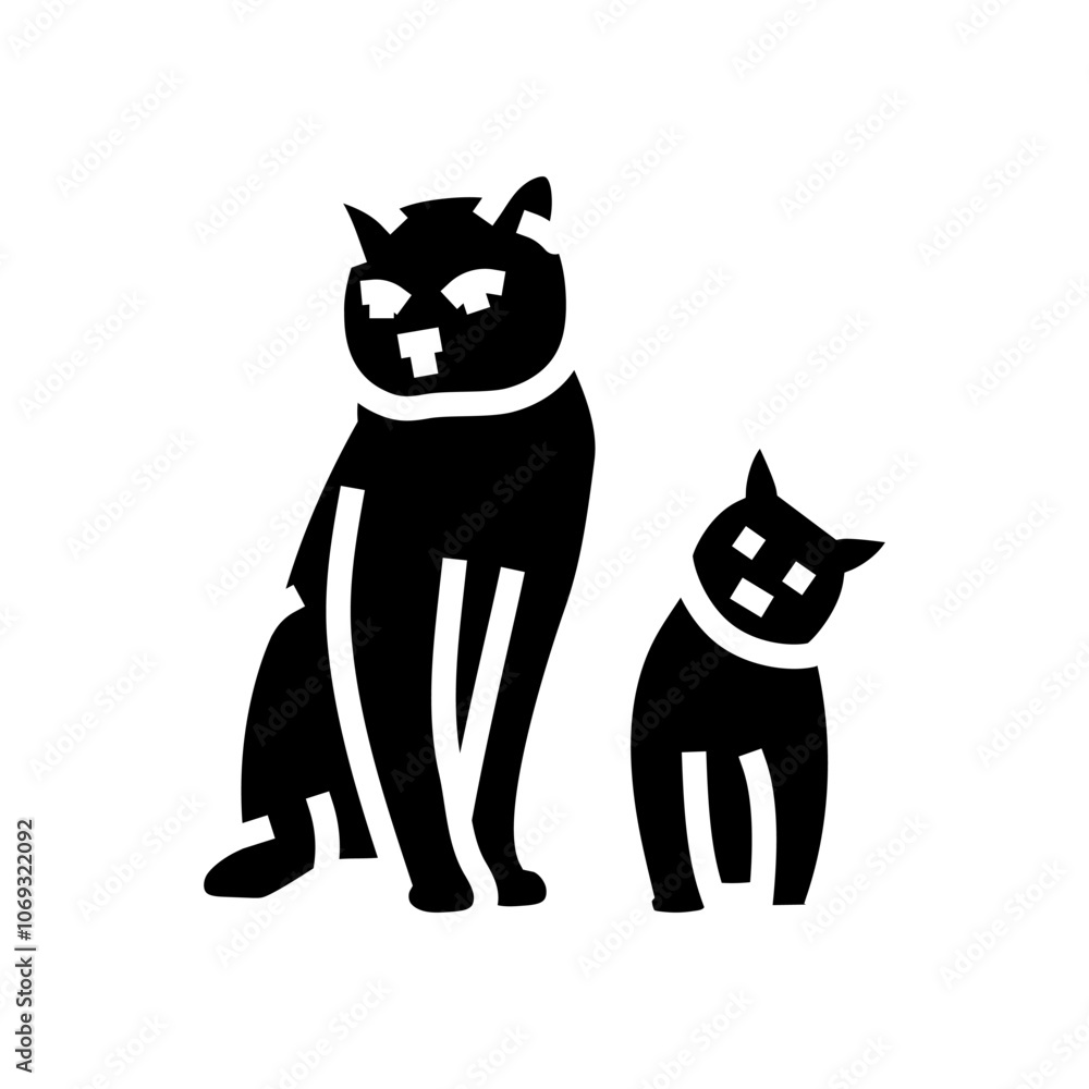 kittens cat breeding glyph icon vector. kittens cat breeding sign. isolated symbol illustration kittens cat breeding glyph icon vector. kittens cat breeding sign. isolated symbol illustration