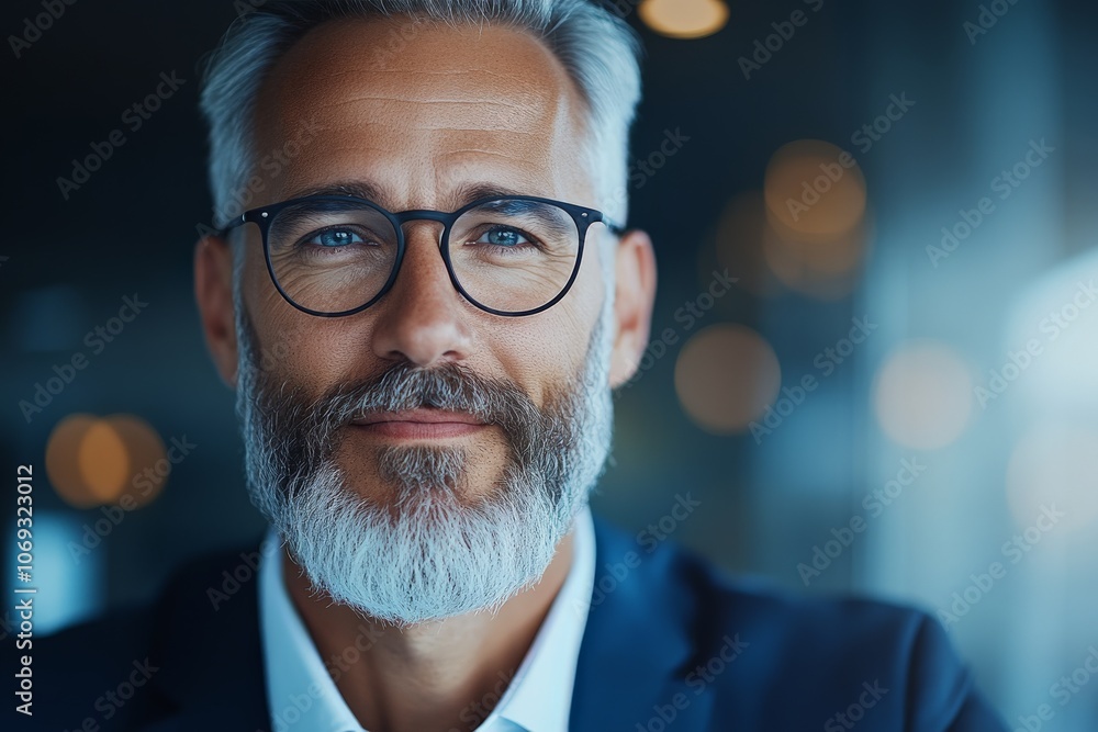 A mature man with glasses exudes wisdom and professionalism, framed by an office background with soft lighting, conveying experience in a modern workspace. A mature man with glasses exudes wisdom and professionalism, framed by an office background with soft lighting, conveying experience in a modern workspace.