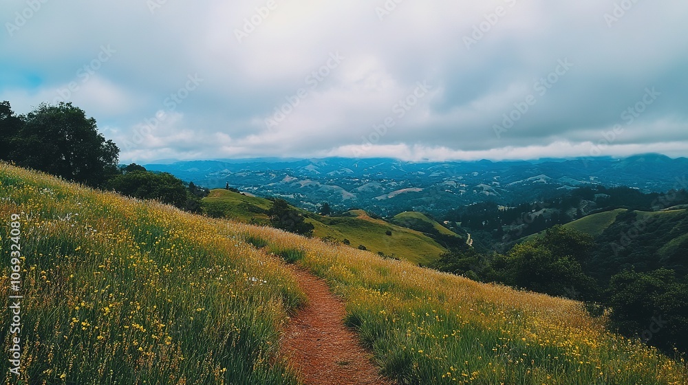 Fototapeta premium A quick weekend hiking trip in nearby hills, capturing the essence of microadventures.