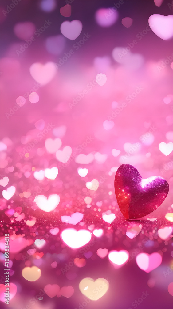 Pink background with a red heart in the middle Pink background with a red heart in the middle