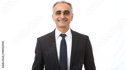 A smiling older man in a black suit and tie.