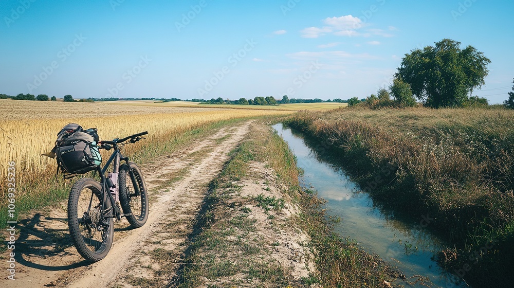 Fototapeta premium A short bikepacking trip, exploring rural areas just outside the city.