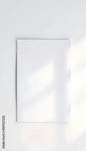 pastel tones blank a4 paper template, picture mockup isolated with white highlights, png