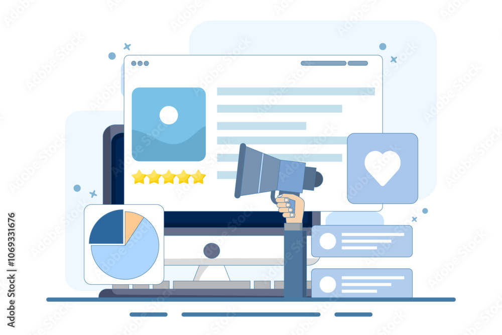Content marketing concept, Branded content promotion, Share content on social media, Post content on social media, Digital marketing strategy, vector illustration background with icons. Content marketing concept, Branded content promotion, Share content on social media, Post content on social media, Digital marketing strategy, vector illustration background with icons.