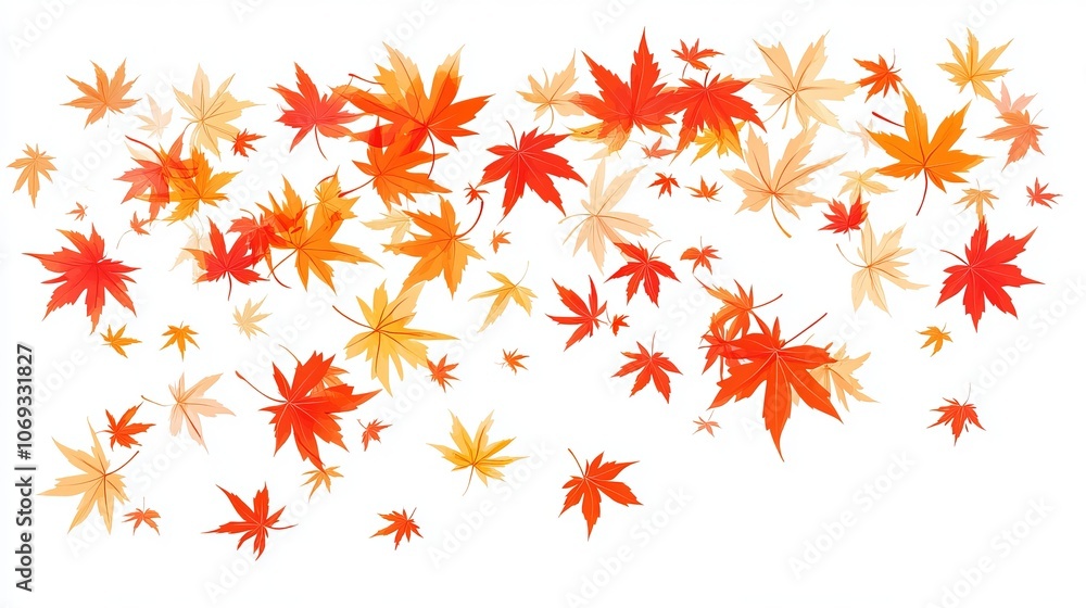 Flying maple leaves on a white background Flying maple leaves on a white background