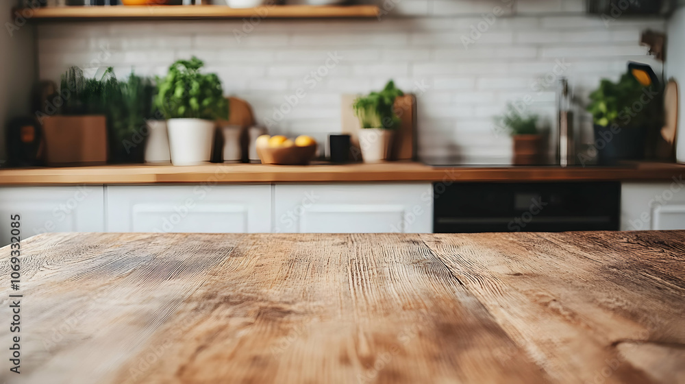 Scandinavian Kitchen Showcase: Empty wooden table in a stylish Scandinavian kitchen, perfect for advertising. Scandinavian Kitchen Showcase: Empty wooden table in a stylish Scandinavian kitchen, perfect for advertising.
